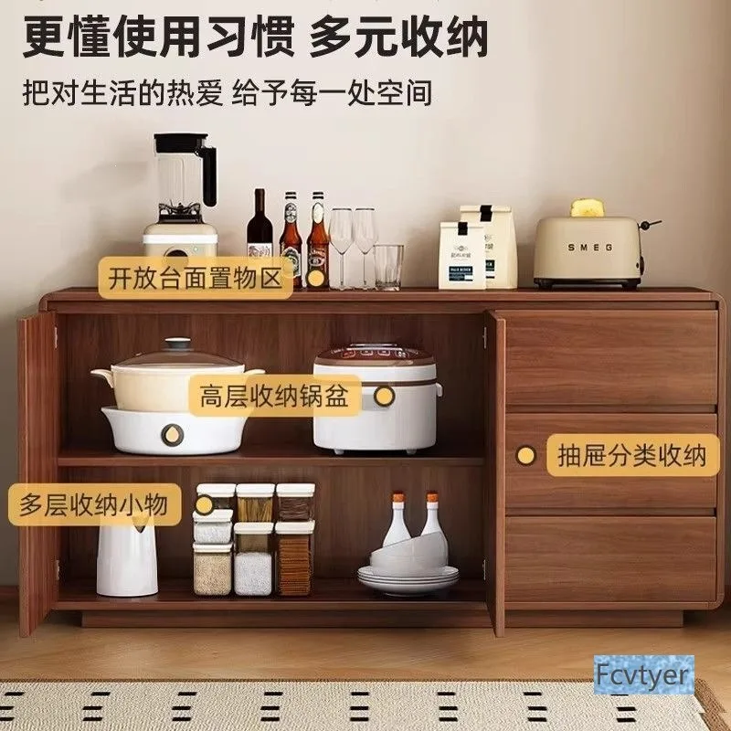 All solid wood dining side cabinet against the wall integrated locker household living room floor locker small apartment multi-f