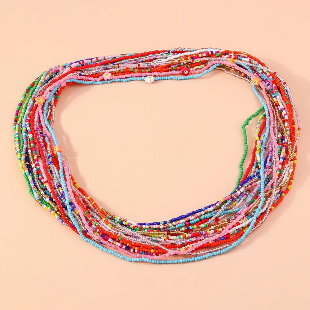 Aihua Bohemia 75 cm lange, farbenfrohe, elastische Perlenkette für Damen, Sommer, Strand, Party, Schmuck, Geschenke, Pulloverkette – Detail 5