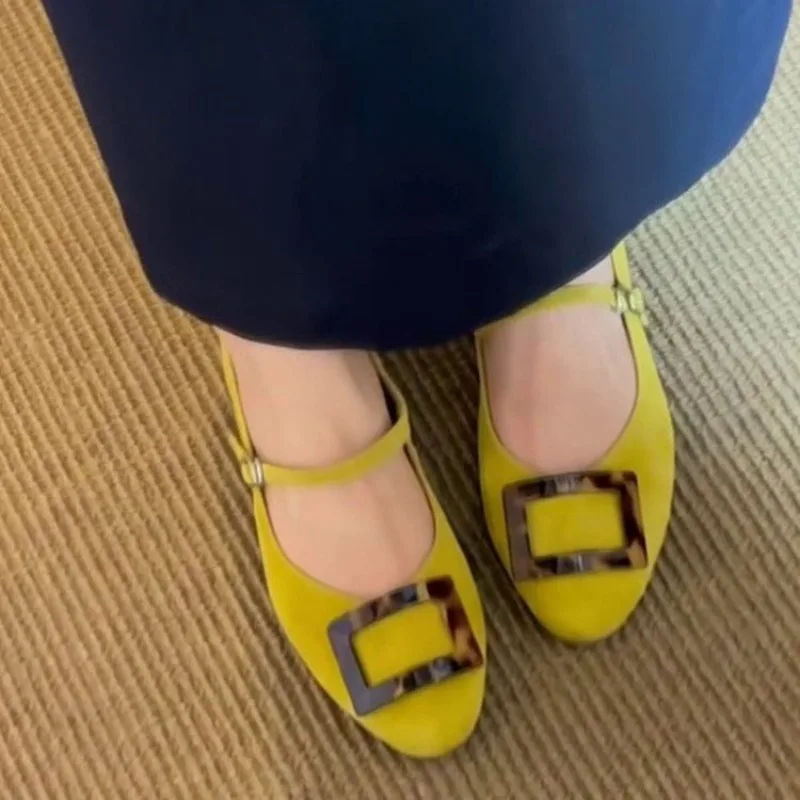 New Fashion Round Toe Shallow Mouth Women's Heightened One Buckle Strap Mary Jane Single Shoes