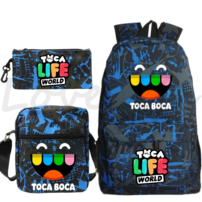 Toca Life World Schoolbag 3pcs Set Kids Backpack Children Cartoon Rucksack boy girl School Backpack Students Back To School Gift