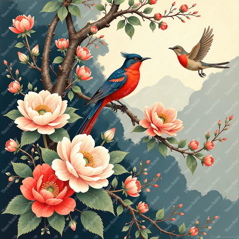 Three Ratels Elegant peacock art wall sticker for home Decoration