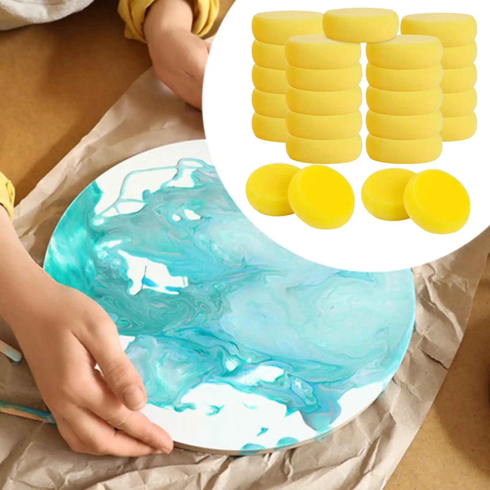 

25x Round Painting Sponges Home Paint Sponges for Painting Watercolor Crafts
