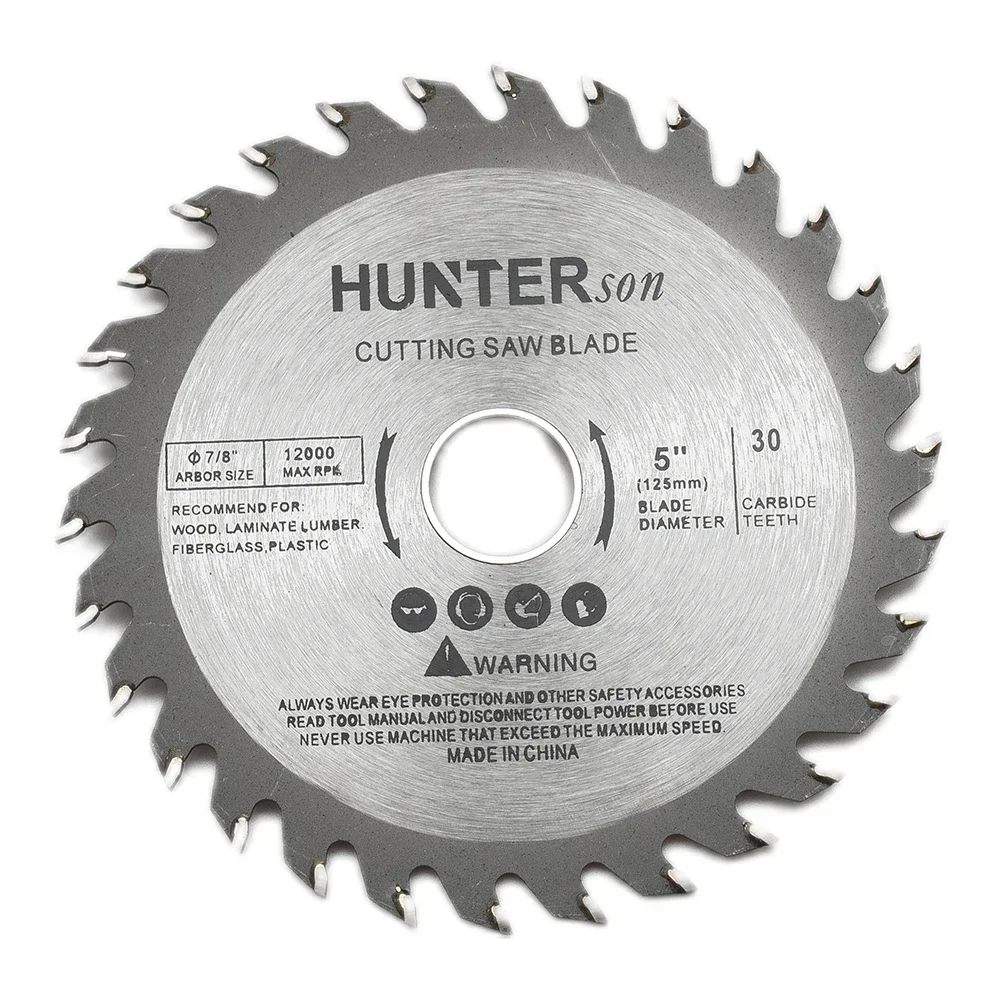 ALLGOOD 1pc 5inch 125mm Carbide Tipped Saw Blade 30 Teeth Wood Cutting Disc For  Solid Wood Wood-based Panels Plywood Cutting To