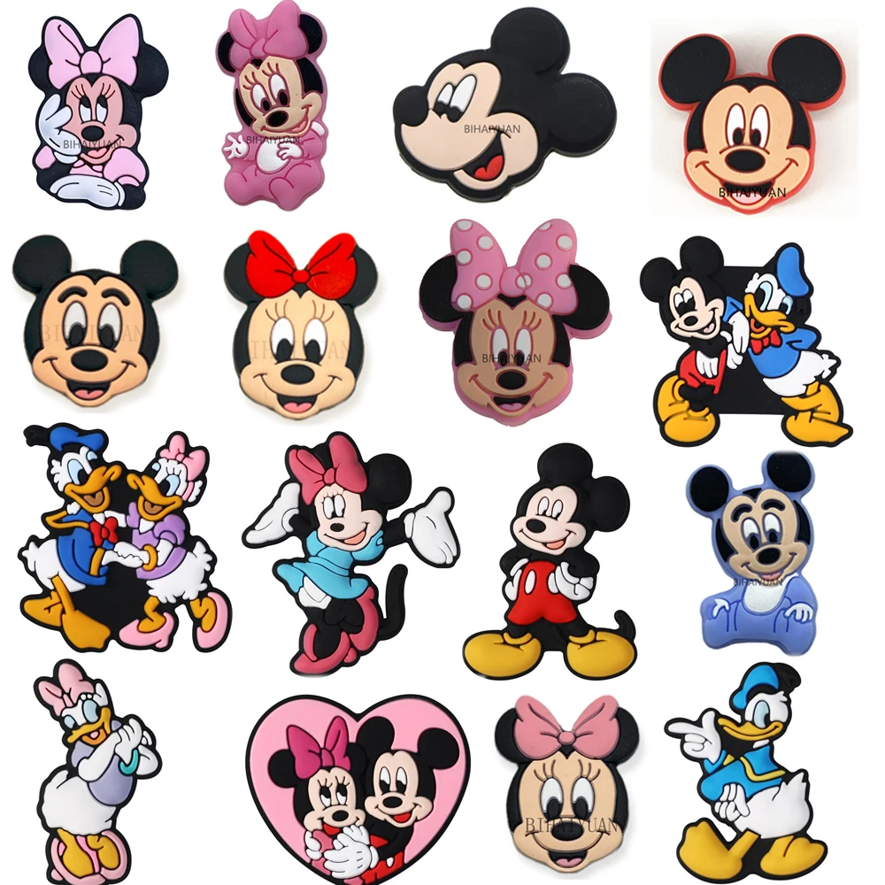 10PCS Donald Daisy Duck Minnie Mickey Mouse cuentas focales de silicona para manualidades DIY, bolígrafos, llaveros, insignias, carretes de insignias, material para manualidades hechas a mano