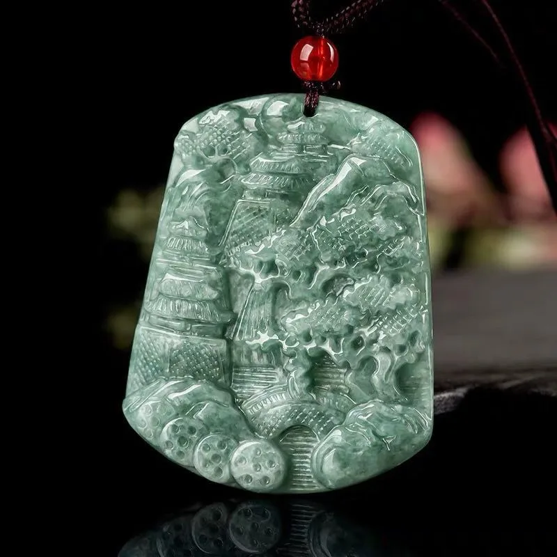 

Natural Bean Species Landscape Brand Pendant, Male and Female Jade Pendant