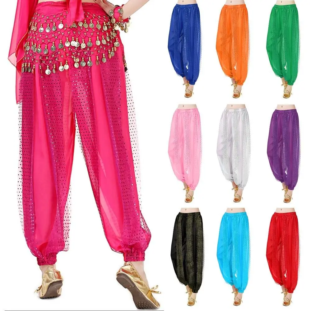 Pantalon de danse du ventre à paillettes pour femmes, ample, à franges, vêtements de Performance, accessoires de danse du ventre, Costumes de spectacle pour femmes