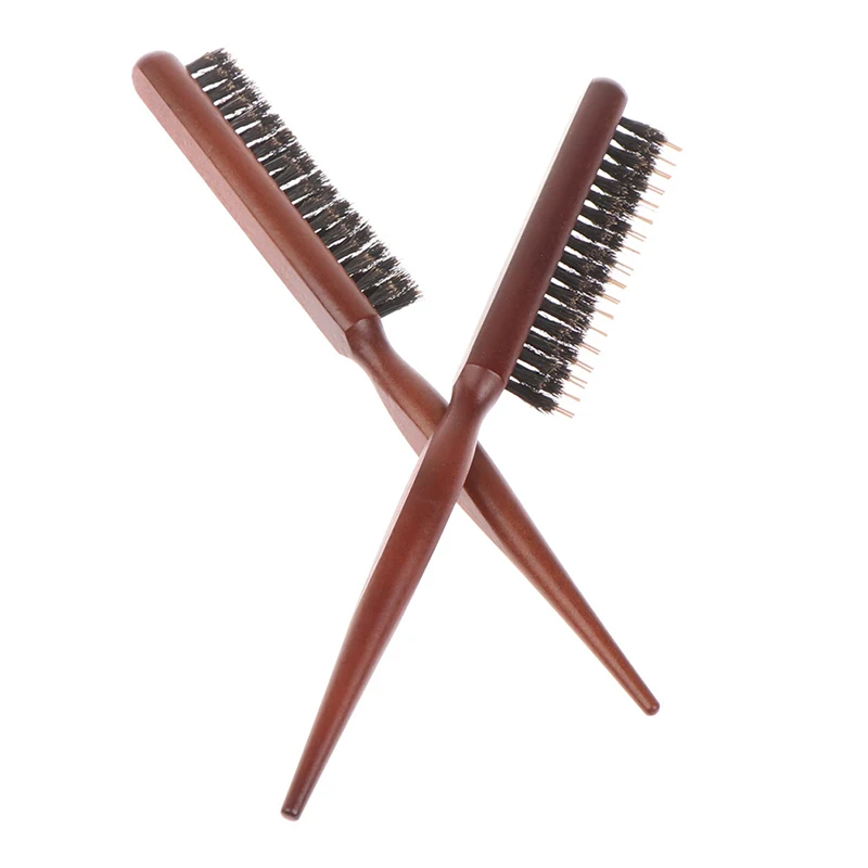 Professional Salon Teasing Back Hair Brushes Extension Hairdressing Styling Tools DIY Boar Bristle Wood Slim Line Comb Hairbrush