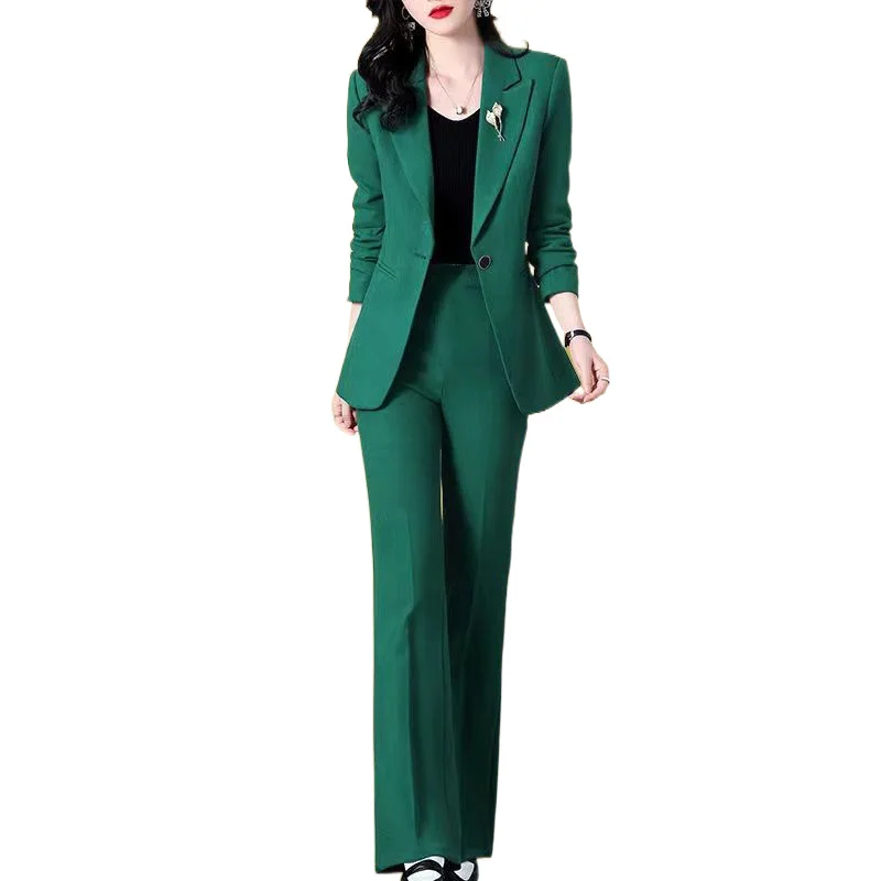 2023 Spring New Thin Jacket Casual Trousers Two-piece Elegant Women Pants Suit Manager Office Outfits Fashion Blazer