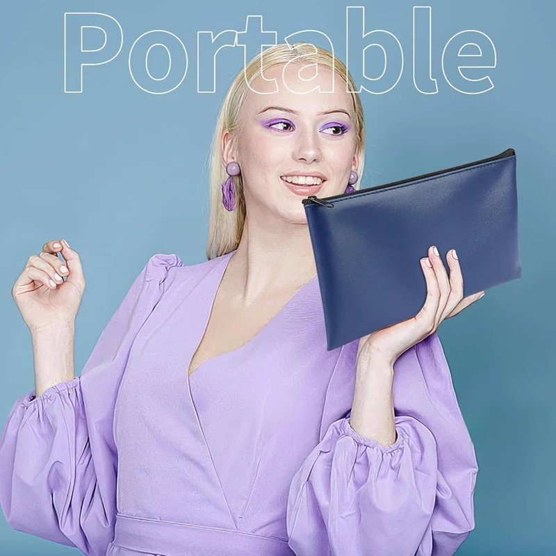 Zippered Money Pocket Secure Bank Pocket Forcoins, Bills, Checks, Invoices, Cosmetics