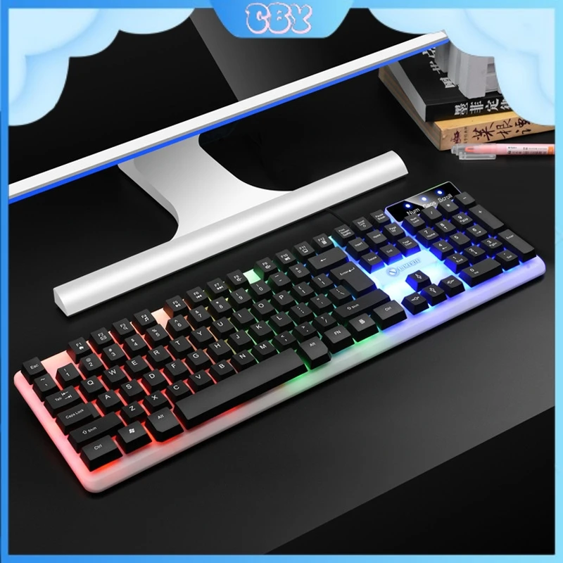 Tx35 Luminous 87-Key Wired Game Machine Keyboard Floating Button Streamlined Design Business Office Home Feels Comfortable.