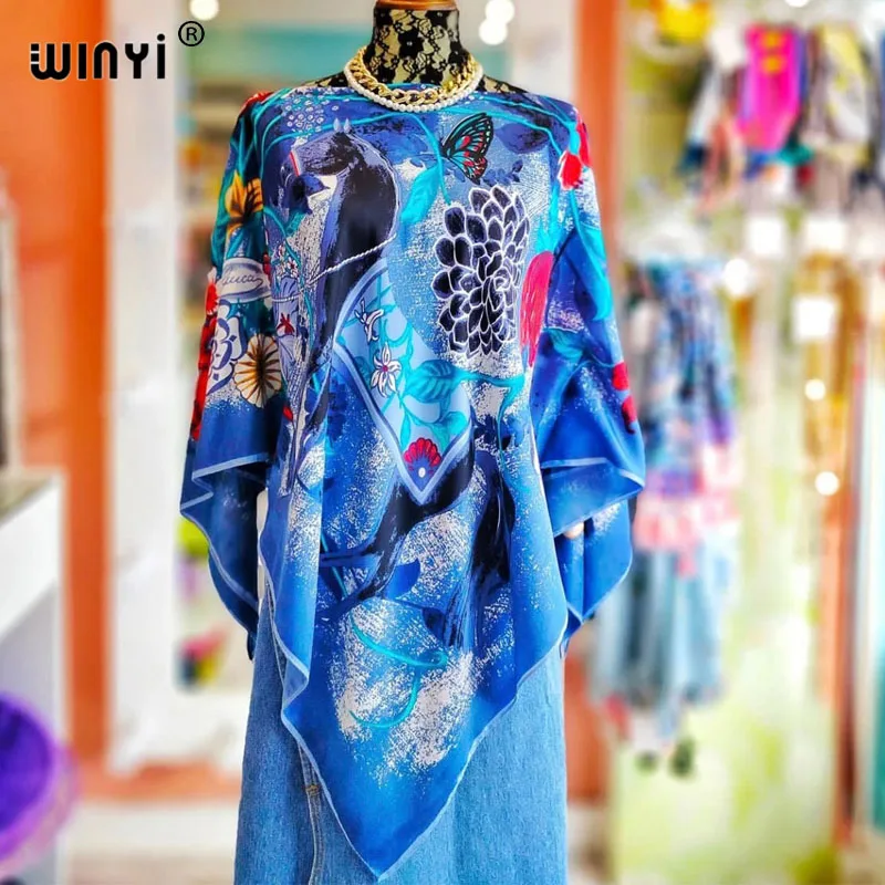 Winyi hochwertige afrikanische Mode Blogger empfehlen beliebte gedruckte Kaftan Maxi Kleider lose Sommer Strand Bohemian Jacke