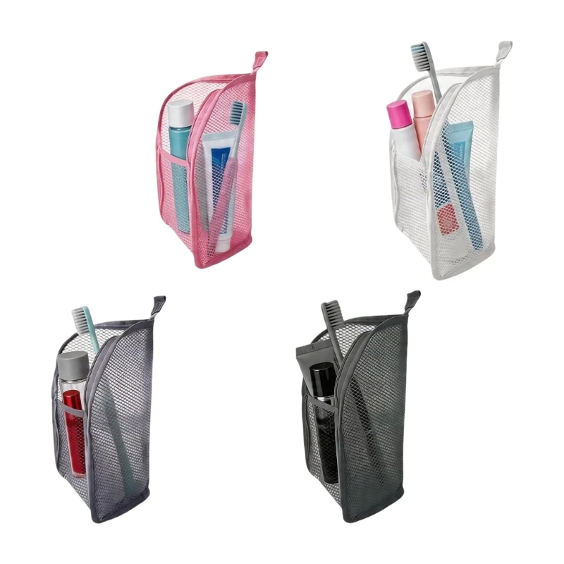 Gym Shower Toiletry Bag Set of 4 Pouches with Top Access, Front Pocket and Carry Loop for Travel Kits, Dorms and