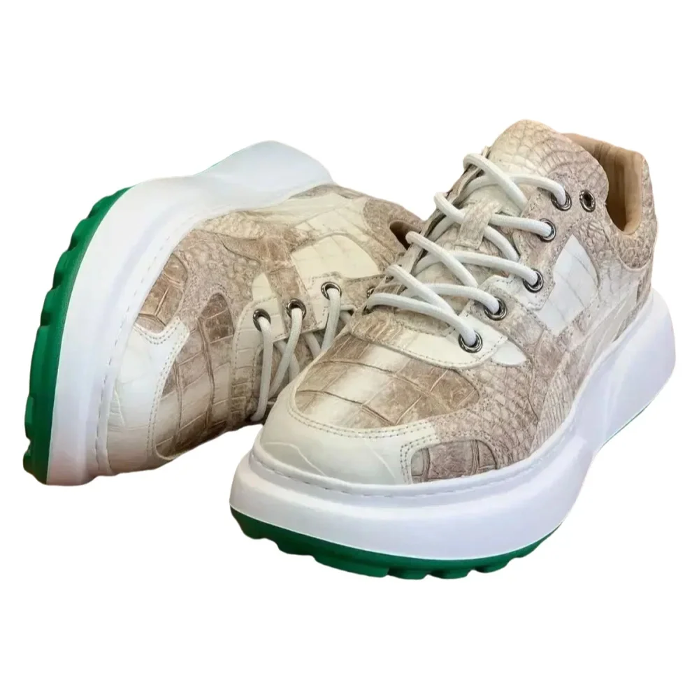 2025 new arrival Fashion Crocodile Skin causal shoes men,male Genuine leather Sneakers pdd742