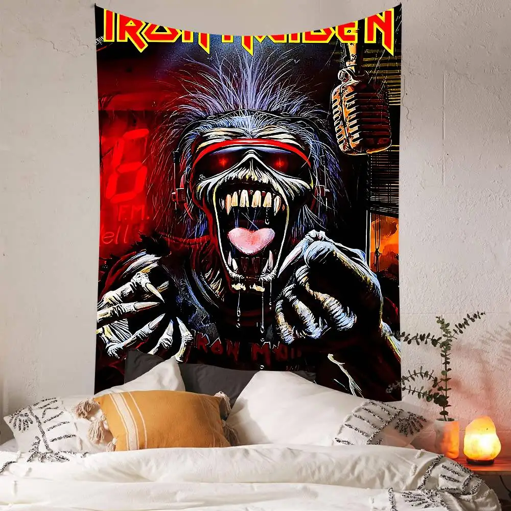 I-Iron Band M-Maiden Theme พื้นหลังผ้า Happy Birthday Party Baby Shower อุปกรณ์ตกแต่งแบนเนอร์การถ่ายภาพ Props