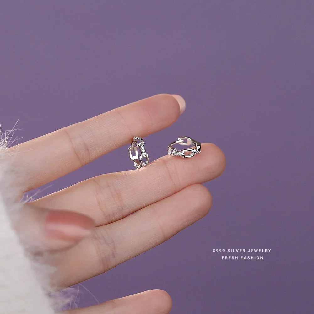 

Корейский стиль, изысканная геометрия, серьги-кольца из чистого серебра S99, женские высококачественные серьги-кольца для подруги, подарок на день рождения, ювелирные изделия