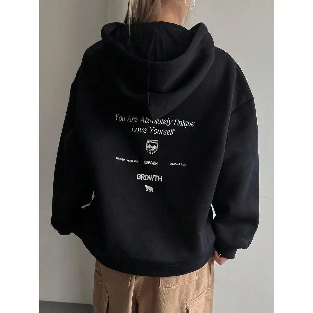

Fashionable and Versatile Hooded Women's Sweatshirt with Cartoon Print, Cute Outerwear, Laid-back Style on Instagram
