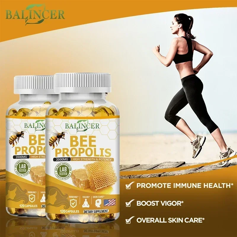 كبسولات BEE PROPOLIS - الطاقة، وظيفة المناعة، الهضم، امتصاص المغذيات، تعزز صحة البشرة بشكل عام