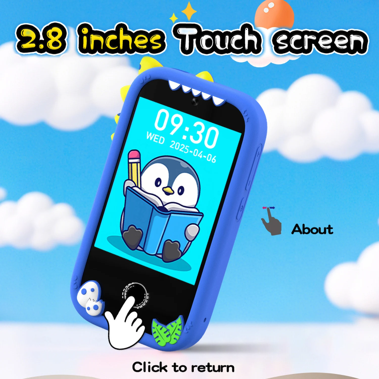 Aggiorna il giocattolo del telefono intelligente per bambini Registrazione video touch da 2,8 pollici Lettore musicale 16 giochi Telefono per bambini con 32G per i regali di compleanno dei bambini