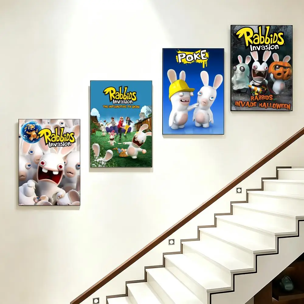 anime Rabbids Invasion Poster Poster HD  Printing Soothing and Cream Style Home Decor for the Living Room cafes Gift Giving