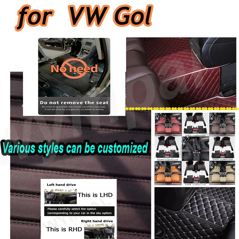 

LUXURY Custom Automotive Car Floor Mats For VW Gol 2018 2019 2020 2021 2022 Auto Luxury Leather