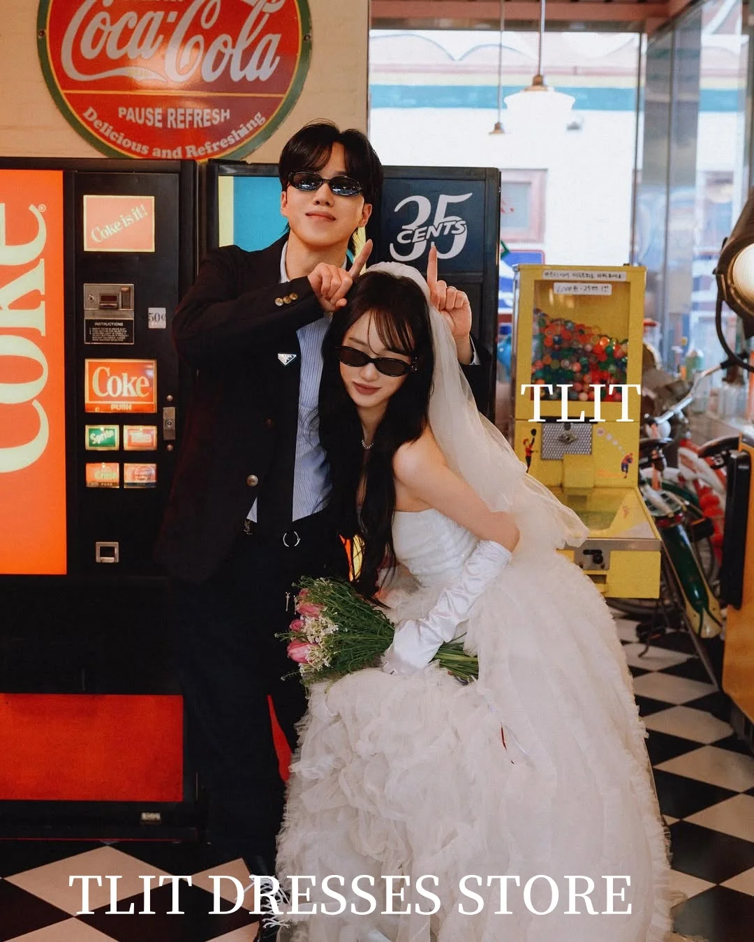 TLIT Lovely White Tulle Tiered Wedding Dress Strapless Bridal Gown Korea Wedding Dress Photo Shoot Customized  웨딩드레스