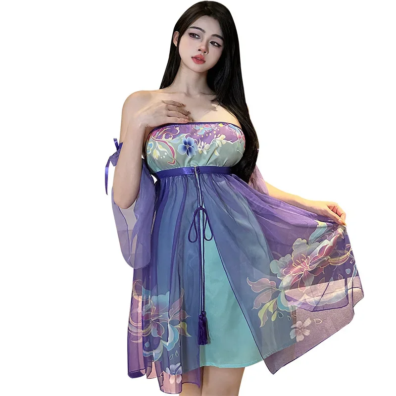 فستان هانفو مثير للنساء ، تنورة شاش تقليدية ، على الطراز الصيني ، زي لعب دور الراقصة ، إغراء ، تحسين الملابس الداخلية