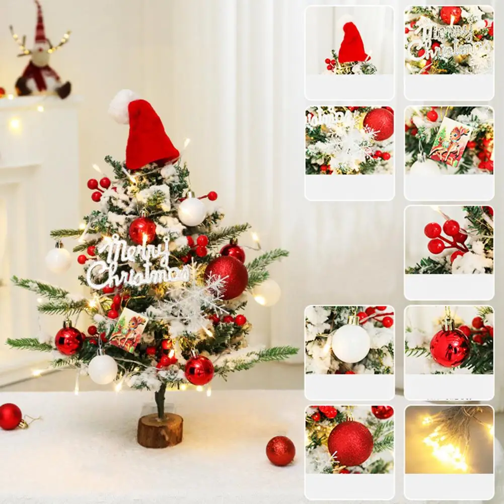 Battery Powered Tabletop Tree Battery Operated Mini Christmas Tree Set with Ornaments for Home Decor Tabletop Xmas for Office