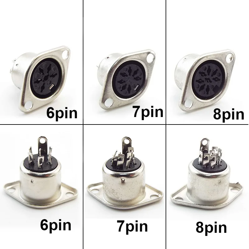 Computer Keyboard Plug 3P 4P 5P 6P 7P 8P DIN S Terminal Connector Female Socket Mount adapter SOLDER MIDI cable connector k5