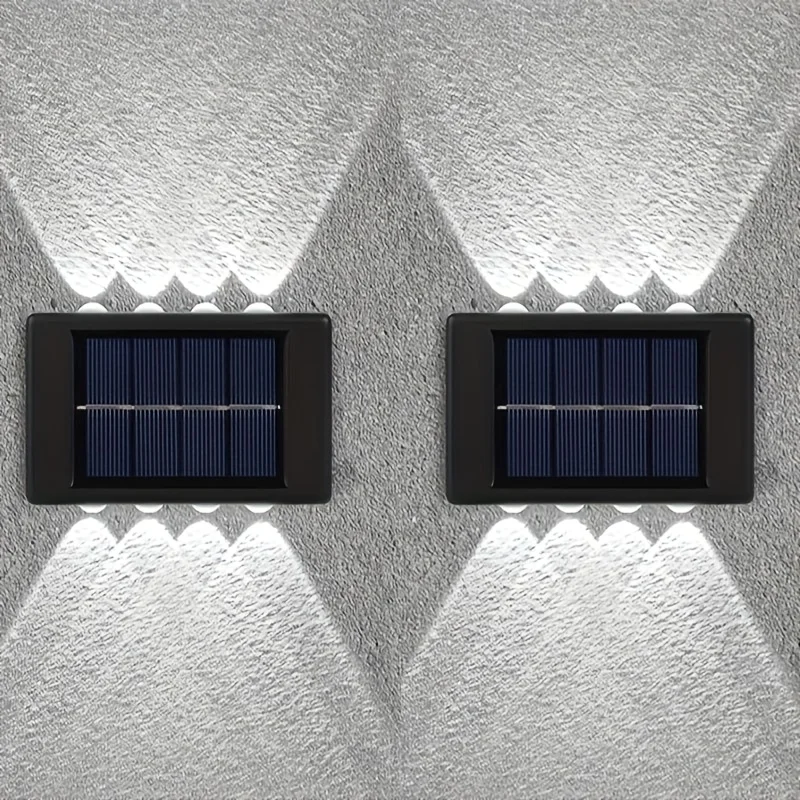 8LED Solar Up-Down Wall Lights Outdoor Wall Decorative Lights Home Landscape Lights Suitable for Courtyard Fence Terrace Garden