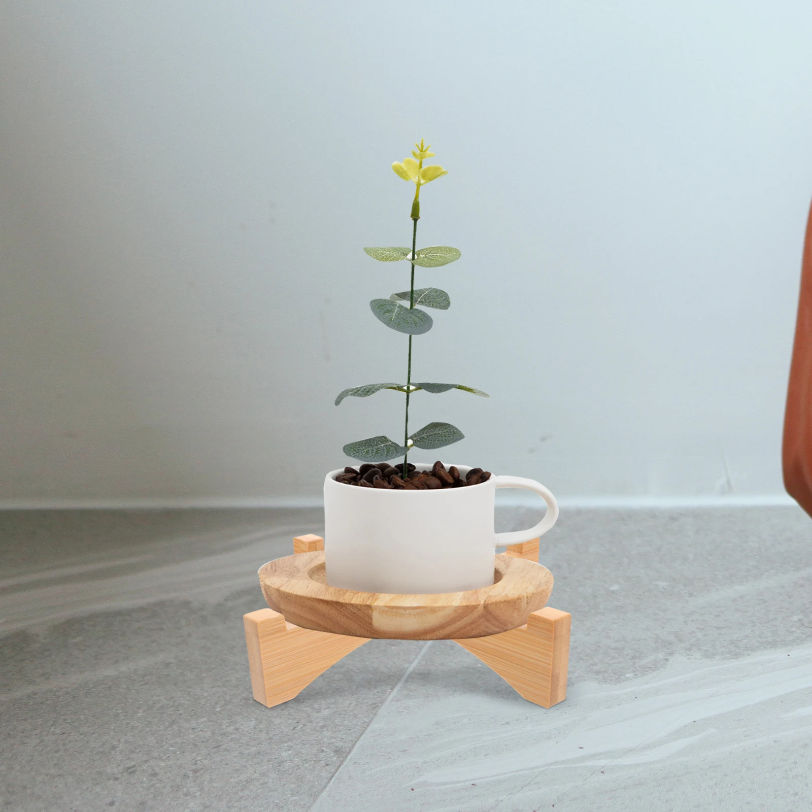 

Wooden Plant Indoor Flower Pot Base Desktop Planter Display Solid Wood Medium Size Save Space Enhance Decor Stable Support