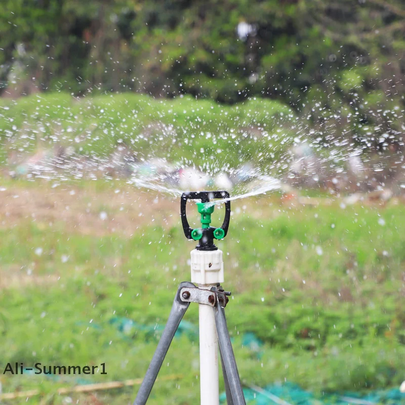 Automatischer, um 360 Grad drehbarer Sprinkler mittlerer Abstand, 1/2 Zoll bis 3/4 Zoll Außengewinde, Bauernhof, Garten, Park, Rasen, Gewächshaus, Kunststoffdüse