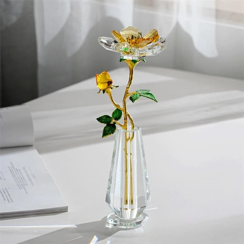 Crystal Peony Flower Gifts for Women,Crystal Glass Flower Collectible Ornaments for Christmas Home Table Centerpiece