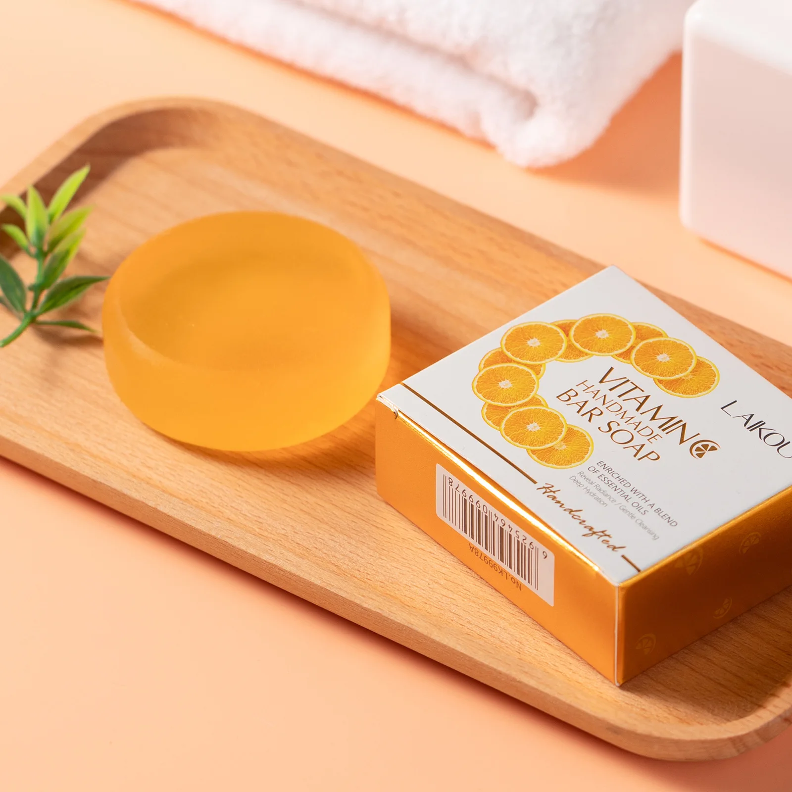 LAIKOU Vitamin C Handmade Face Body Bar Soap Gentle Cleansing Boost Radiance Reduce Acne Marks 90g