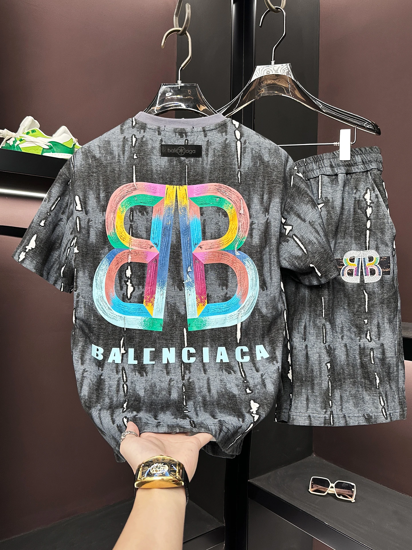 

Summer 2026 Men's Short Sleeve Short Pants Set Casual Sporty Two-Piece Suit Polyester Cotton Blend Youth T-Shirt Shorts