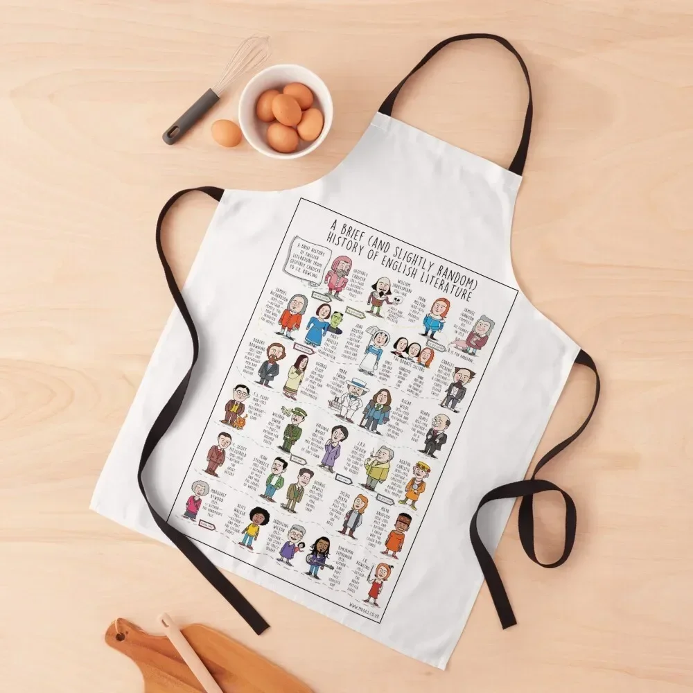 

History of English Literature Cartoon by Russ Iden Art Apron Cooking Korean Chef Uniform Women Sexy Apron