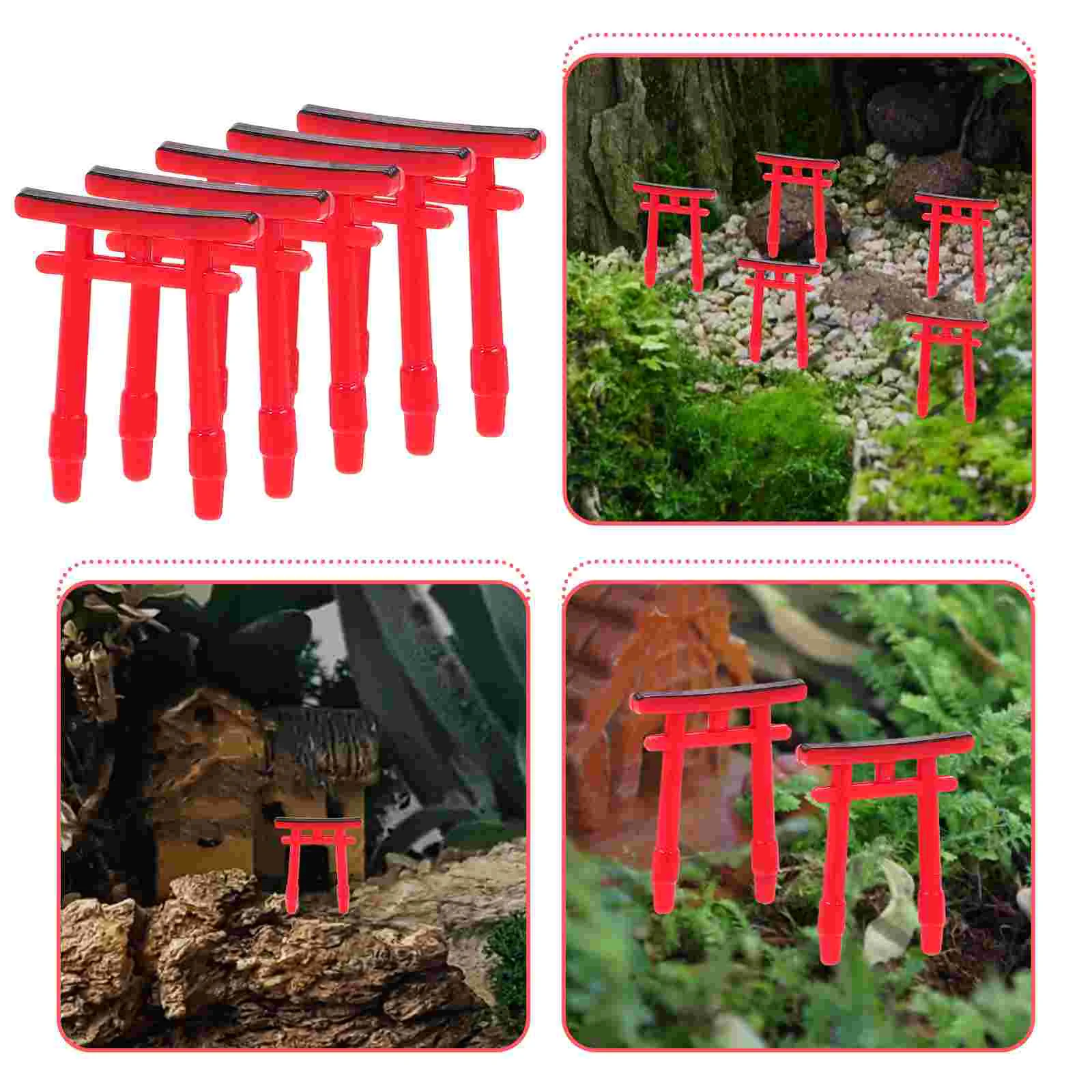 

5 Pcs Mini Torii Terrarium Moss Miniature Shinto Shrine Pvc Chinese Architectural Micro Landscaping Gate