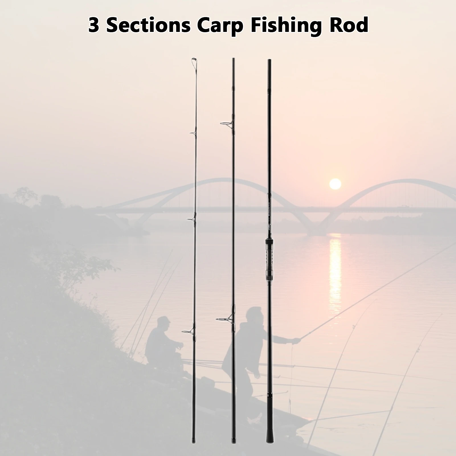 صنارة صيد كبيرة الحلقات الطويلة 3 أقسام صنارة صيد سمك الشبوط خفيفة الوزن صنارة صيد خفيفة الوزن