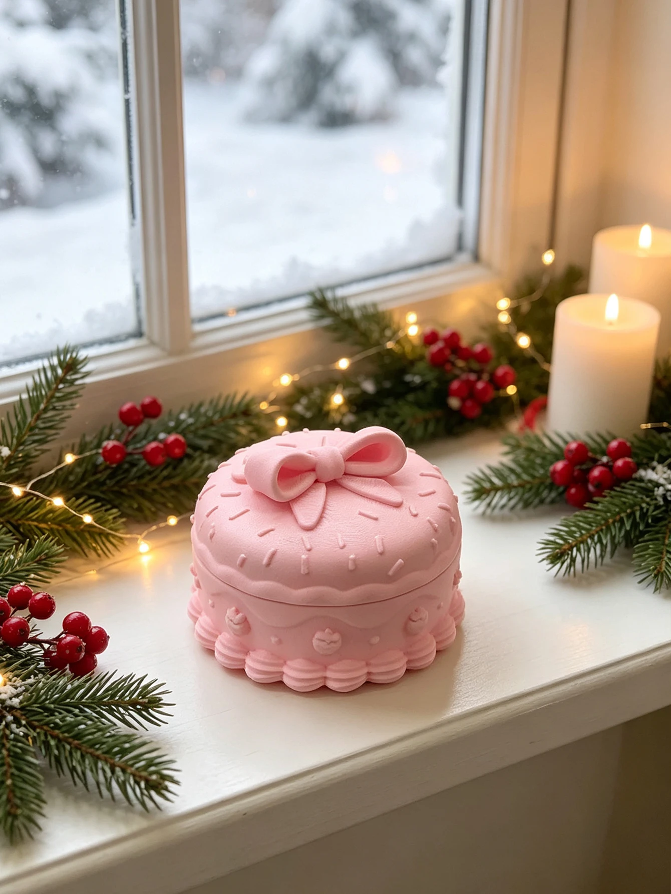 3D Printed One-Piece Pink Cake-Shaped Jewelry Box with Delicate Bowknot Design, Matte Texture, Finely Crafted with Smooth Edges and No Burrs, Realistic Frosting Texture That Replicates Cake Shape, Small Jewelry Storage Container with Lid, Can Hold Rings, Earrings, Necklaces, Bracelets and Other Delicate Accessories, Dual-Purpose for Dressing Table Decoration and Storage, High Aesthetic Value, Exquisite Workmanship, Unique Design