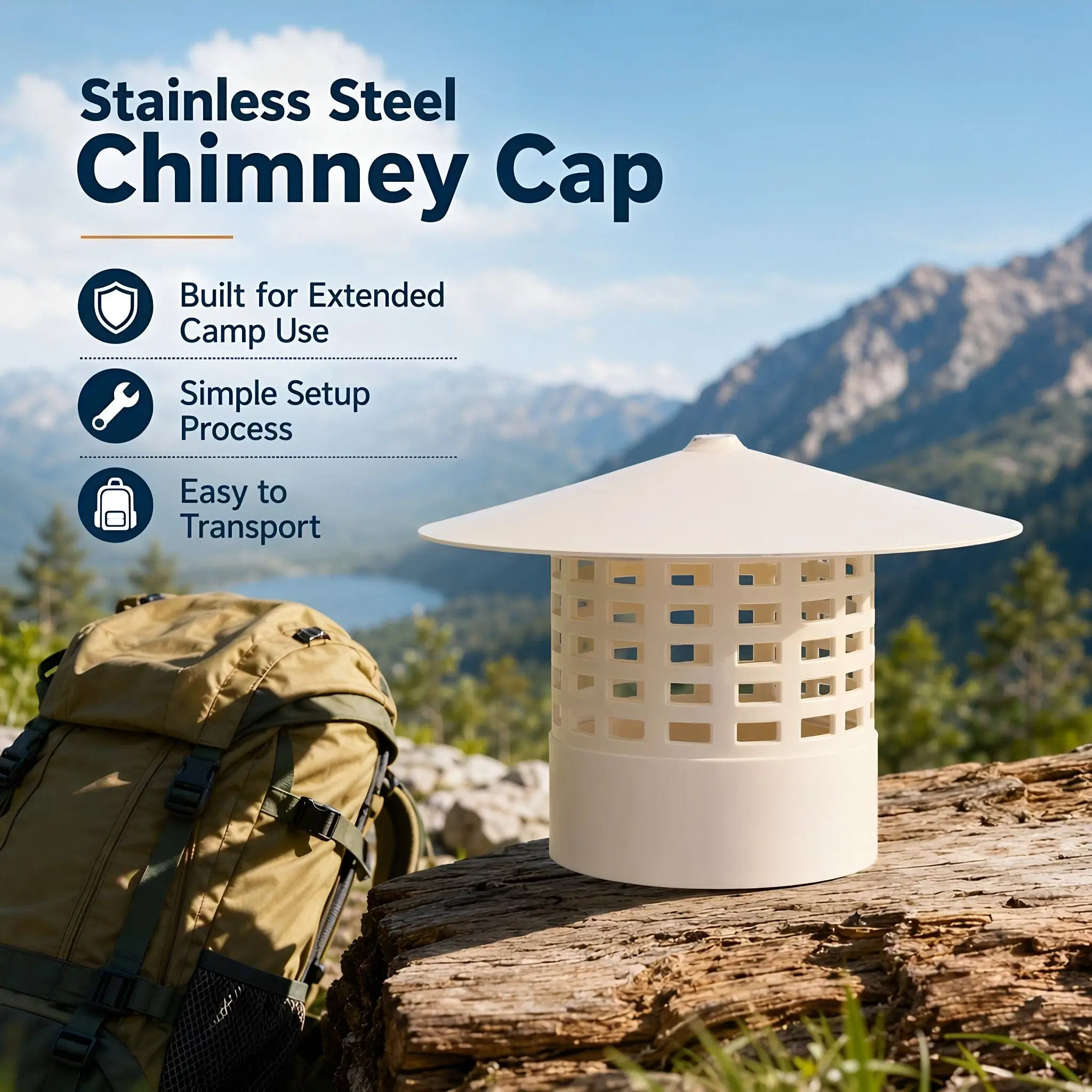 PVC Chimney Cap for Outdoor Camping Wood Stoves 75Mm Rainproof Plastic Vent Cover Rain Cap Chimney Caps Cover for Roof Vent