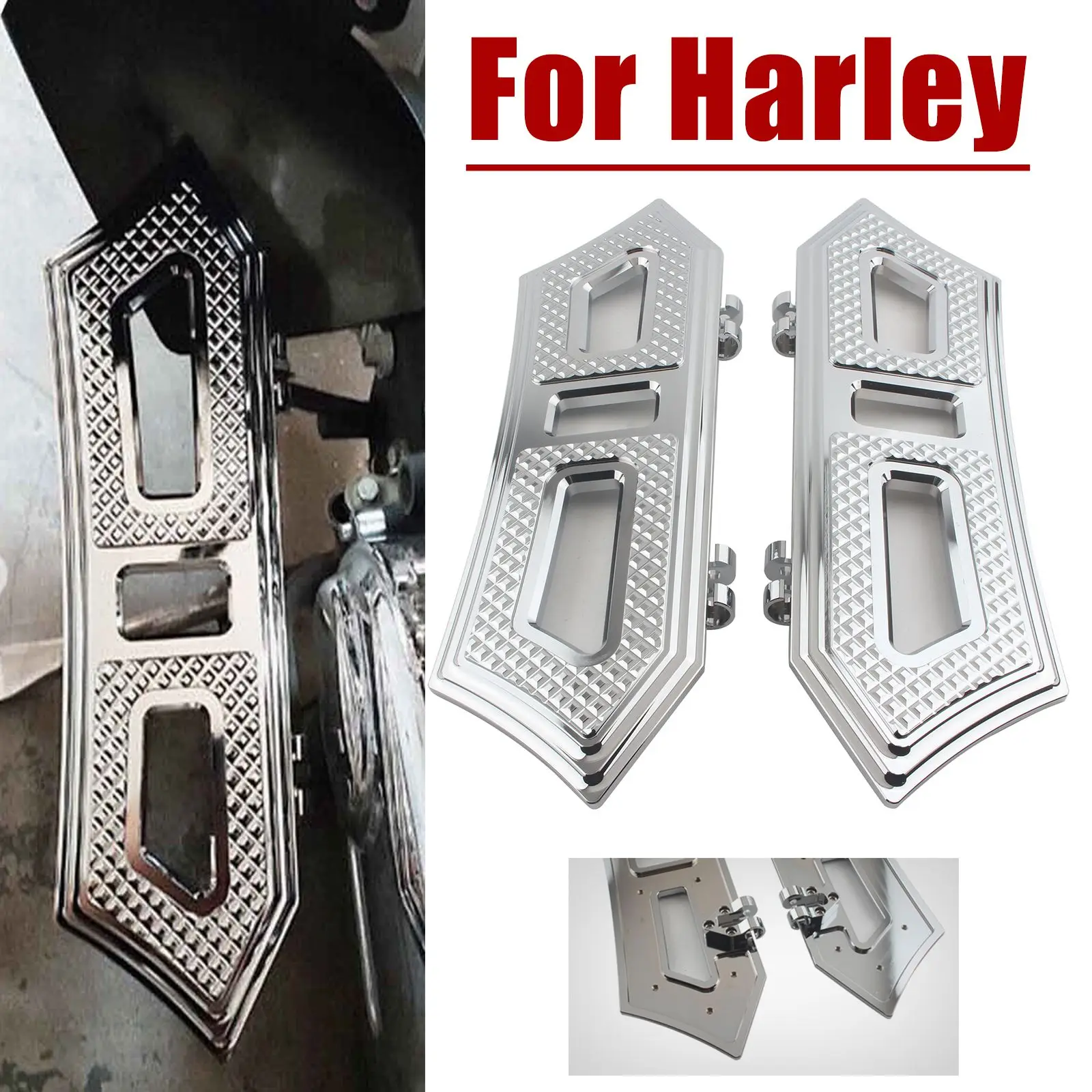 1 Pair Motorcycle Black/Chrome Rider Footboard Floorboards Peg Kit For Harley Touring Models 1986-UP Trike Models 2008-UP