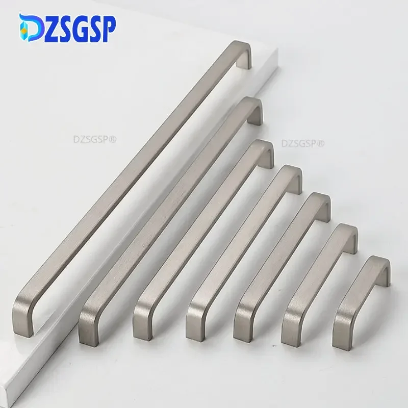 DZSGSP Kitchen Door Cabinet Straight Handle 64/96/128/160/192mm Space Aluminum Handles Pull Knobs Furniture Hardware