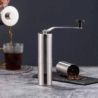 Stainless Steel Hand Crank Coffee Grinder Adjustable Handmade Hand Coffee Mill Ceramic Burrs Portable Manual Coffee Grinder