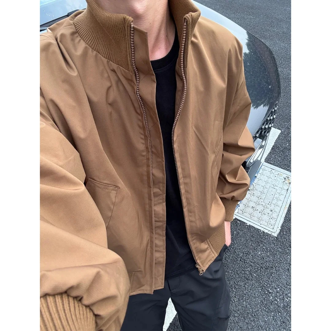 

American Sle ort Flight Jaet Men's Autumn Winter Cotton Filled Stand Collar Outerwear Casual Loose Fit Windproof Zipper