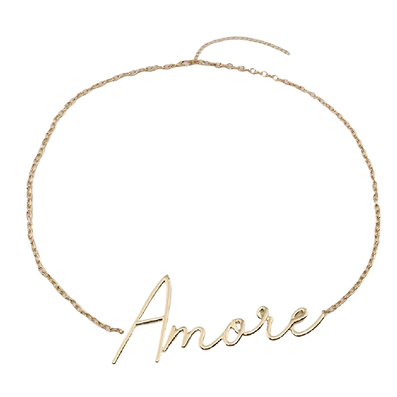 الحد الأدنى الرجعية المعادن أنيقة إلكتروني الخصر سلسلة للنساء الفتيات اليومية الخريف الشتاء الخصر سلسلة الملابس والاكسسوارات الهدايا #6