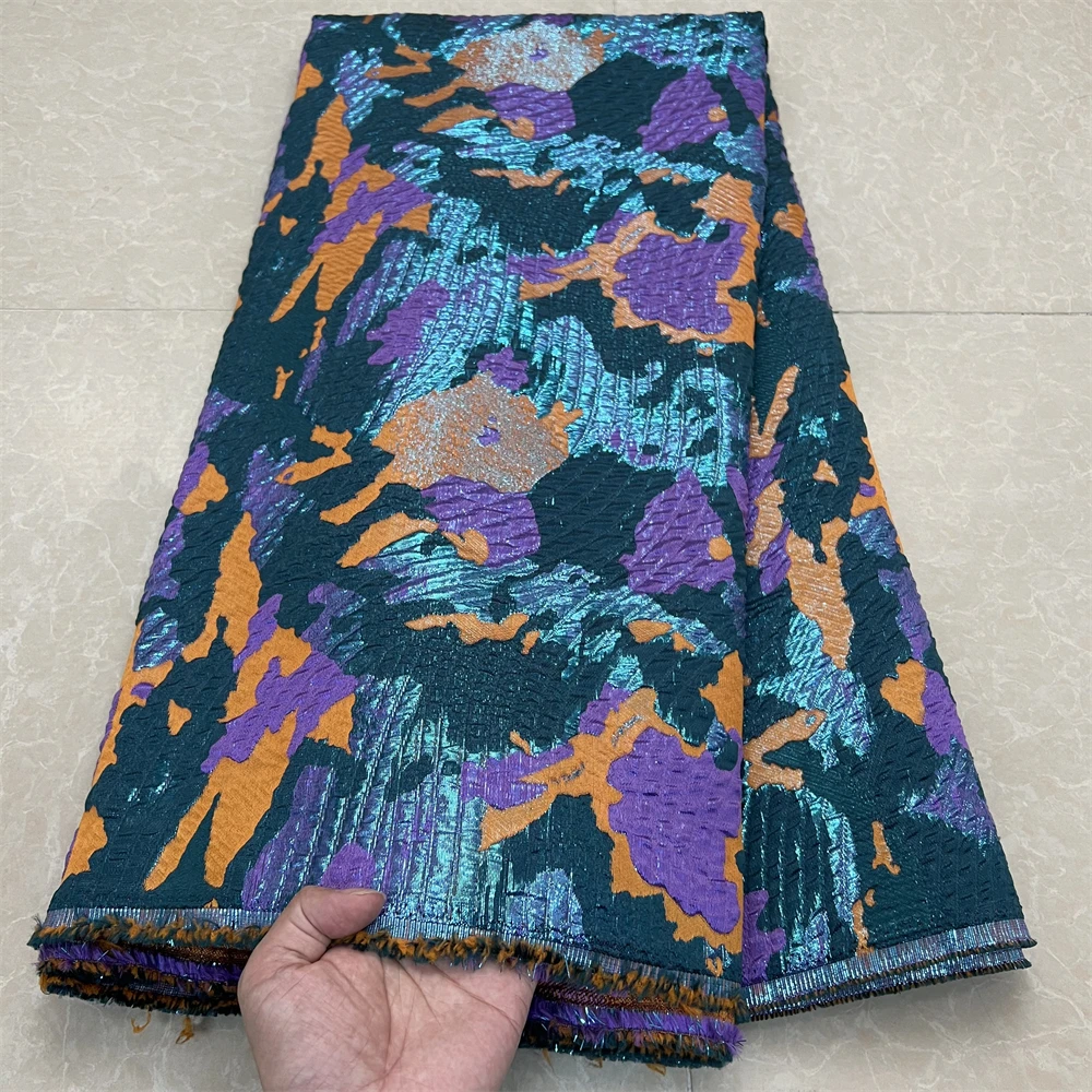 2024High Quality African Nigerian Tulle Lace Fabric Embroidery Silk Fabric Jacquard Dress Prom Party Gown For Sewing YXZ135