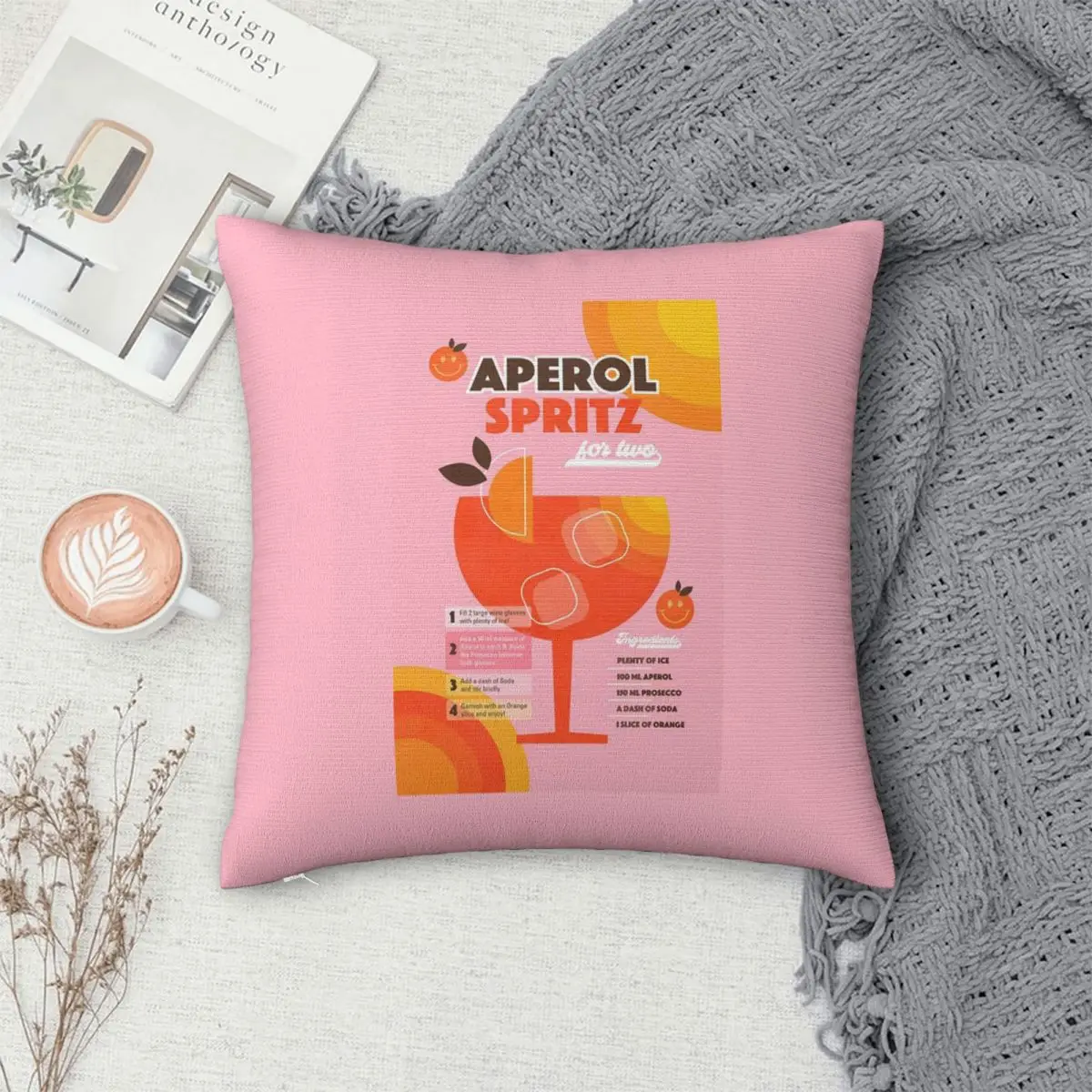 

Квадратная наволочка Aperol Spritz, наволочка, полиэстеровая подушка, декор, удобная декоративная подушка для дома, гостиной