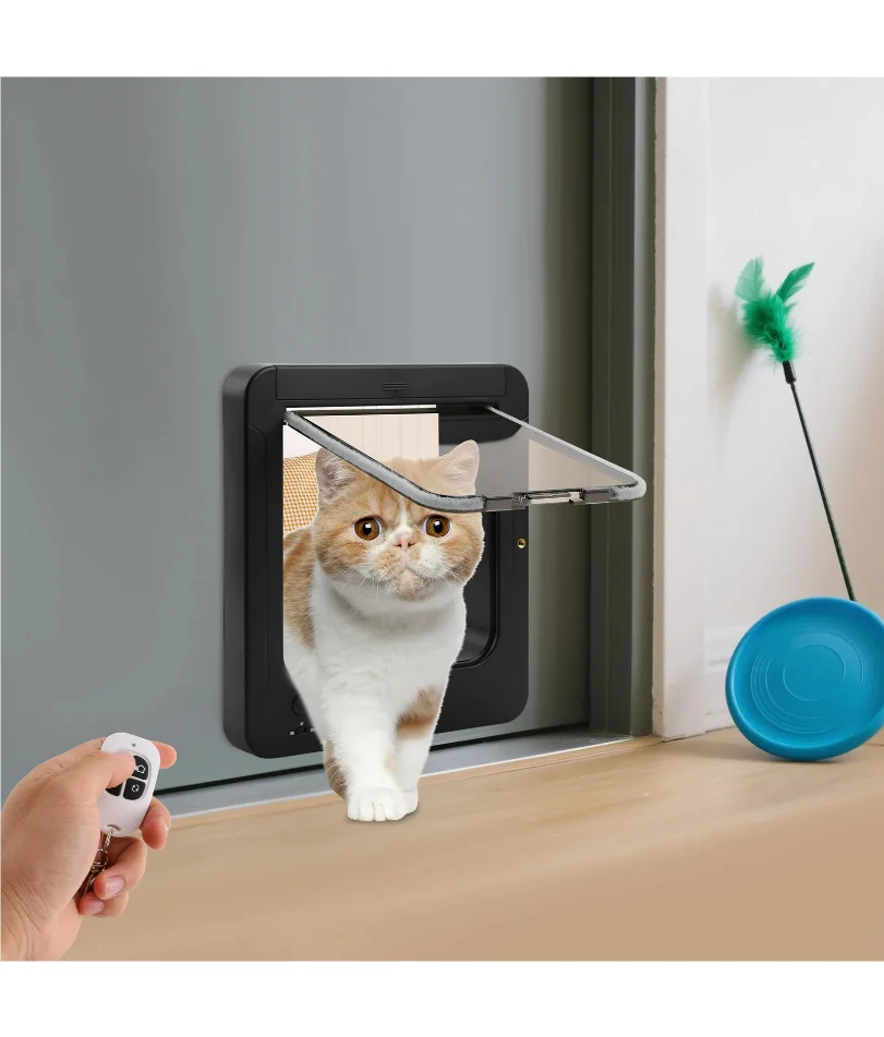

Black, Smart Pet Door, Pet door, Cat Flap Door with Remote Control, for Cats ABS Plastic Gate Safety Pet Door at Entrance