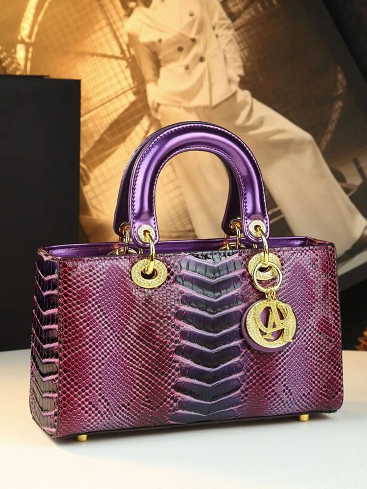 Rare Leather Duchess Bag Women's 2026 New High-End Snake Skin Pattern Handbag Single Shoulder Crossbody Bag Luxury Sensation