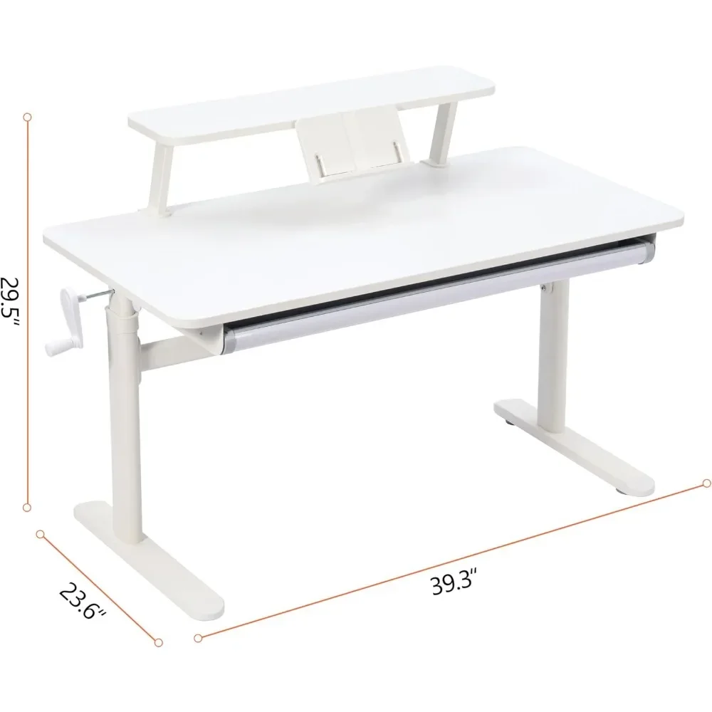 Kids Study Table, Children's Adjustable Study Desk with Detachable Bookshelf, Tilting Desktop, Ergonomic Design Writing Desk