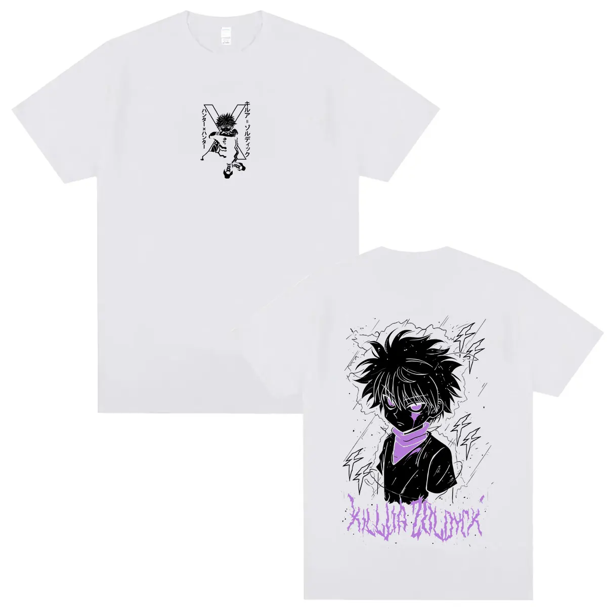 Anime Hunter X Hunter T-Shirt, Manga, Killua Zoldyck, T-Shirts für Männer und Frauen, modisches Vintage-Design, Oversized-Schnitt, Streetwear, lässiges T-Shirt für Herren. – Detail 3
